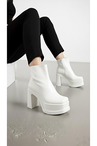 Modanizm Calibra White Wedge Heeled Sports Boots