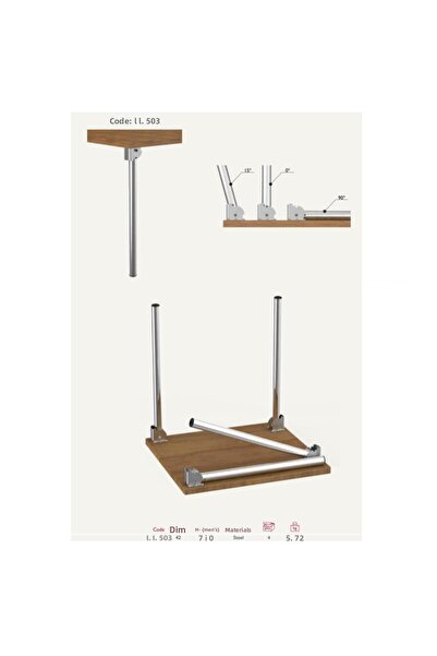 EYM Picior Masa Tempo Pliabil Metal Cromat 71 Cm 4 Bucati