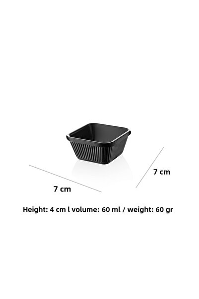 Alezy 528 Göreme Melamine Thermostar Square Sauce Bowl 7 cm Black