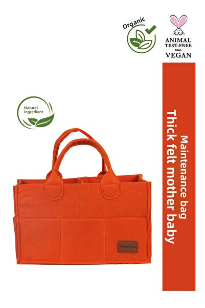 Baby İcon حقيبة تنظيم وترتيب متعددة الأغراض للعناية بالأم والطفل مصنوعة من الفيلق الطبيعي 100% لحديثي الولادة - برتقالي