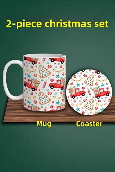 HobiShop Christmas Themed Mug and Coaster Set
