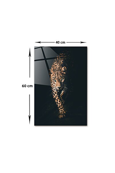 Decorita Ζώα | Τραπέζι από γυαλί | Λεοπάρδαλη | 40 εκ. Χ 60 εκ