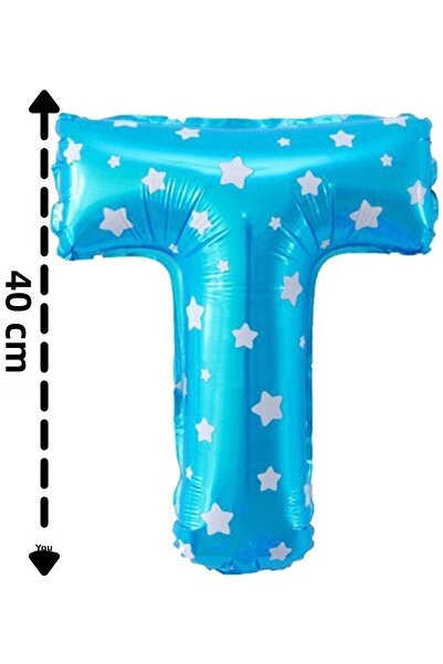 ELGALA بالون فويل حرف T هيليوم 40 سم لون أزرق