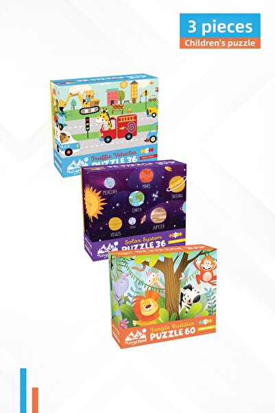 Neverland 3 Pieces 36 Parts - Traffic Vehicles Vegüneş System and Forest Friends