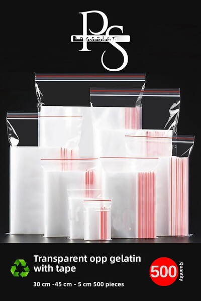 POŞETİSTAN أكياس جيلاتينية شفافة لاصقة مقاس 30 × 45 سم 500 قطعة