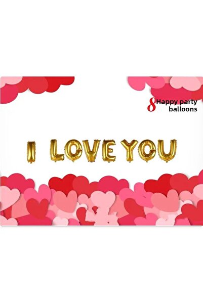 Bkmc مجموعة بالونات أنا أحبك الذهبية