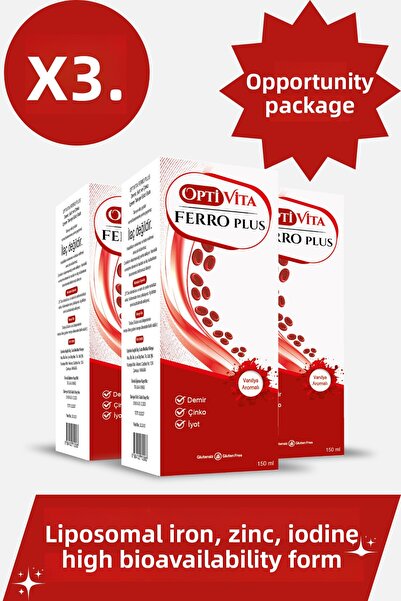 Optivita حزمة المزايا المكونة من 3 عبوات: شراب الحديد للأطفال والكبار من Opti...