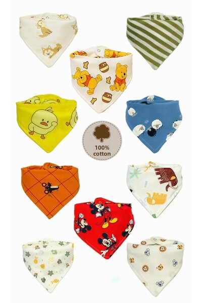Lumos Trade Unisex Baby Organic Fabric Double Layer Patterned Scarf Bib - Dro...