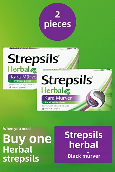 STREPSİLS Strepsils Herbal - 16 معجون بنكهة البلسان الأسود