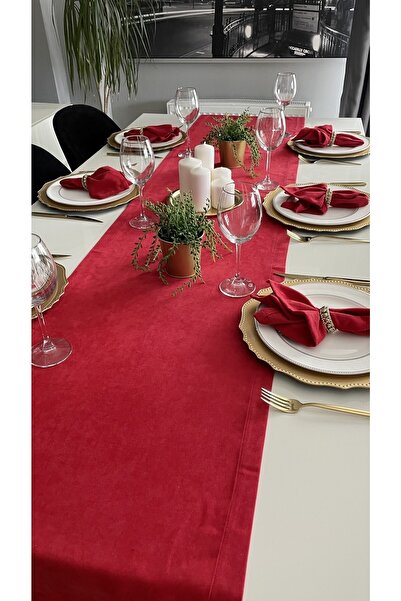 Decamor home Velvet Textured Carefree Long Red Runner