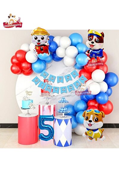 Bkmc Set de aniversare cu lanț de baloane pentru câine de patrulă de 5 ani, a...