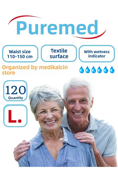 medikalcin حفاضات Puremed للمريض - حزام الخصر (L) 120 قطعة 4 عبوات