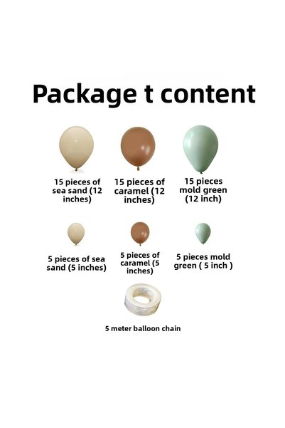 Organizasyon Pazarı Balloon Set - Sea Sand - Caramel - Moss Green - 60-Piece Balloon Chain Set
