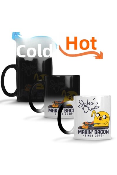 Baskı Dükkanı كوب بورسلين سحري من Adventure Time Bacon Pancakes