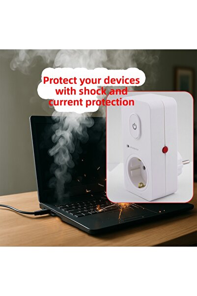 Badem10 مفتاح مقبس واحد مع حماية من التيار والصدمات، قابس مقاوم للأطفال مع زر تشغيل وإيقاف، 720 جول IP20