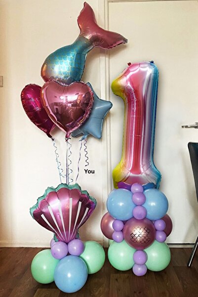 PARTİAVM Mermaid Balloon Set The Little Mermaid Themed Figure Balloon Set 1-9...