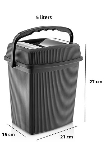 ASlife Home Bathroom Kitchen Trash Can with Handle 5 Liters