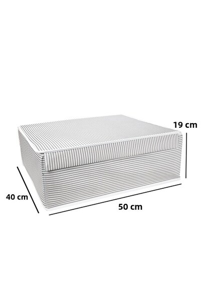 Pazar Kapısı Multi-Purpose Box Base Size Gray Striped 50X40X19 cm