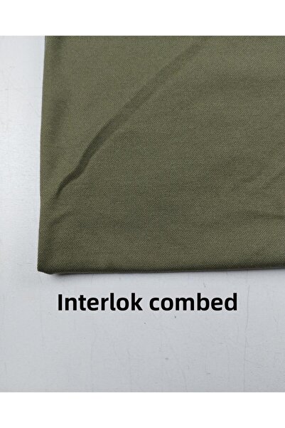 Kumaş Parça تريكو انترلوك باللون الكاكي (العرض 140 سم × الطول 175 سم)