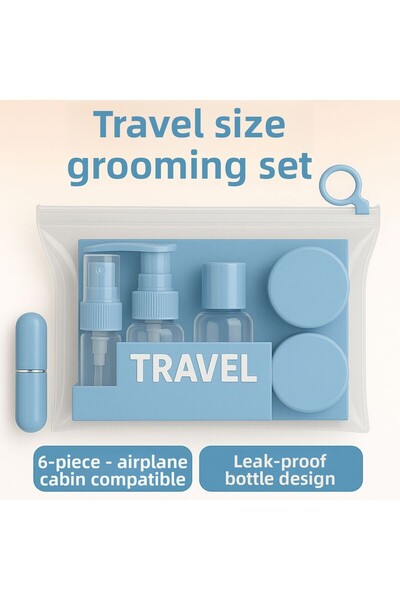 BRE HOME 6 Piece Colorful Travel Grooming and Cosmetic Set, Airplane Cabin Co...