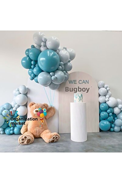 Organizasyon Pazarı مجموعة سلسلة بالونات زرقاء مكونة من 60 قطعة - عاصفة المحي...