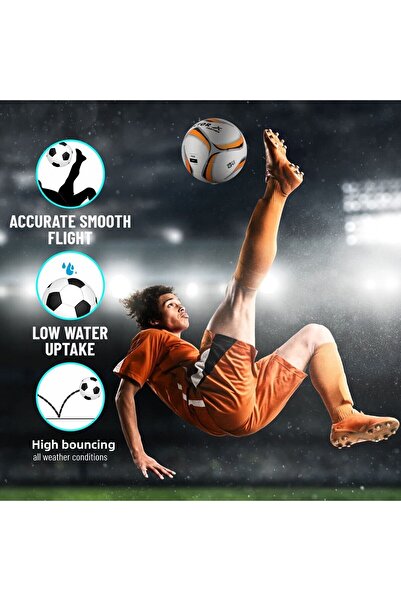 Vector X Panther Thermofusion Football | White/orange | Size 5 | Machine Stitched | Professional