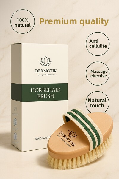 Dermotik فرشاة شعر الحصان الطبيعية 100% - مضادة للسيلوليت وعلامات التمدد والت...