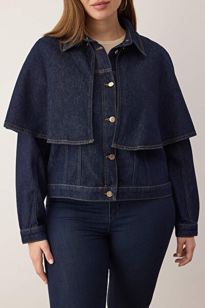 Trendyol Curve Темно-синій знімний плащ великого розміру з деніму TBBAW26AG00039