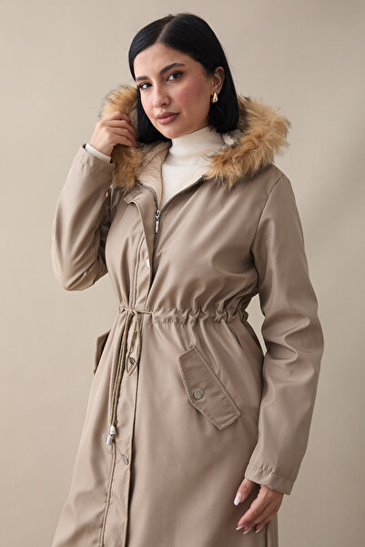 InStyle 2401 Γούνινο Παλτό με Πολικό Εσωτερικό - Mink