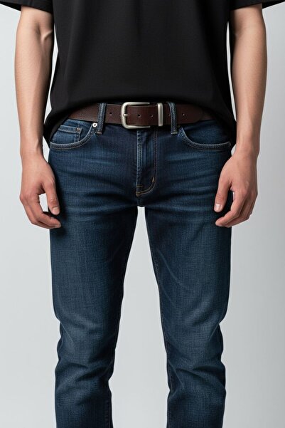 Gesa Curea pentru bărbați din piele naturală 100% cu cataramă placată cu tabl...