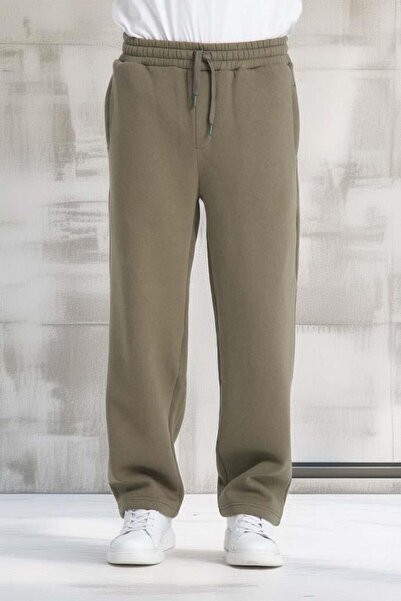 Valiberta Baggy Kalıp 3 İplik Şardonlu Erkek Eşofman Altı - Avcı Yeşili