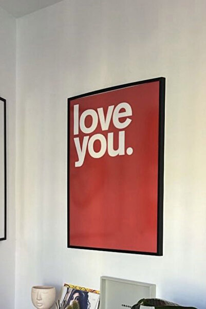 Taranist Poster - Kırmızı Dekor Love You Tipografik Manifest Pinterest