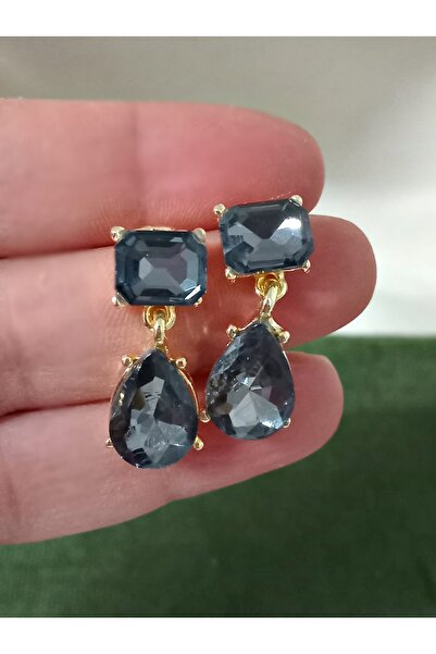mos&more Anthracite Gray Stone Drop Stylish Women's Earrings