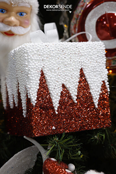 Dekorsende Christmas Ornament Zigzag Gift Box Red 15 cm