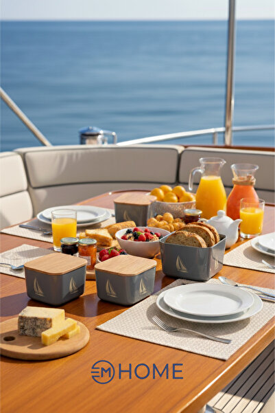 CEM HOME Natural Wooden Lid Marine Triple Set Lunch Box Storage Container (Set of 3)