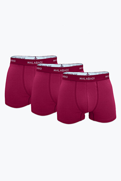 Malabadi Men's Claret Red Cotton Elastane 3-Piece Boxer Set - 3m075