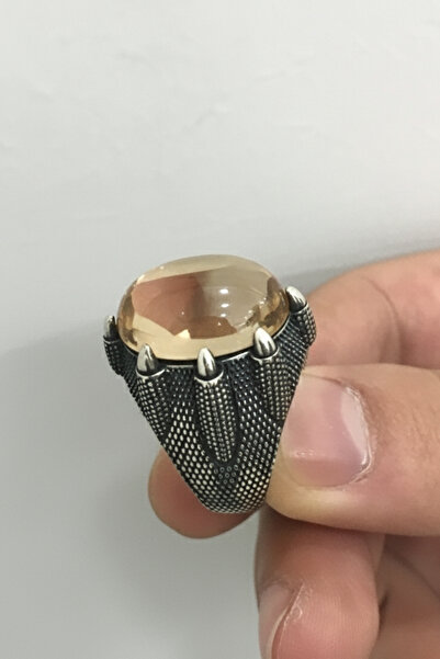 bymissmücevherat 925 Ayar Gümüş Sitrin Taşlı Erkek Yüzük - Bolluk ve Bereket ...