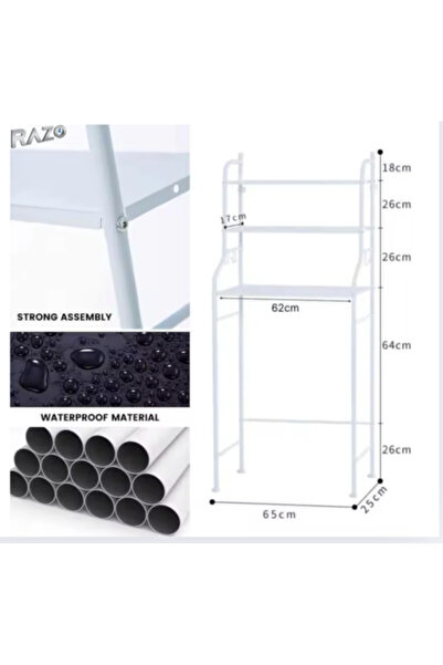 Sultan Metal Washing Machine Shelf with 3 Shelves, SULTAN@ Multifunctional for Bathroom, White