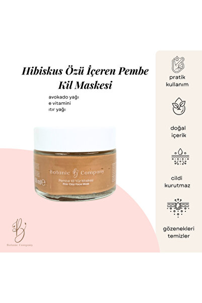 Botanic Company Pembe Kil Maskesi- Nazik Arındırma ve Temiz Gözenekler