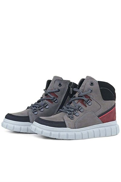 Rakerplus Genuine Leather Gray Zippered Boy's Boots
