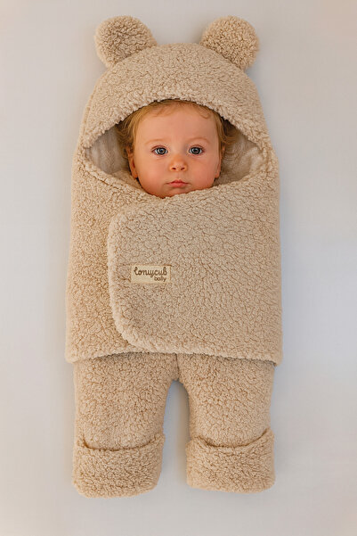 Tomuycuk 0-12 Months Baby Sleeping Bag - Fiber Plush Welsoft Eared Mink Outer Blanket