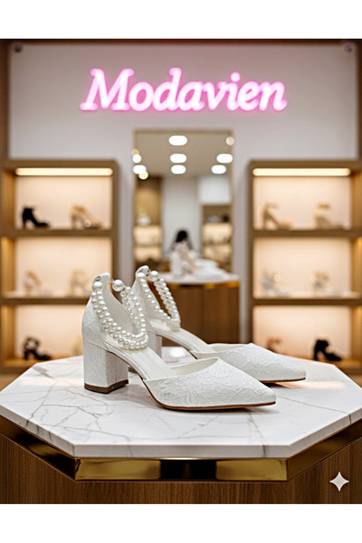 Modavien Жіночі весільні туфлі з 5 см перлами