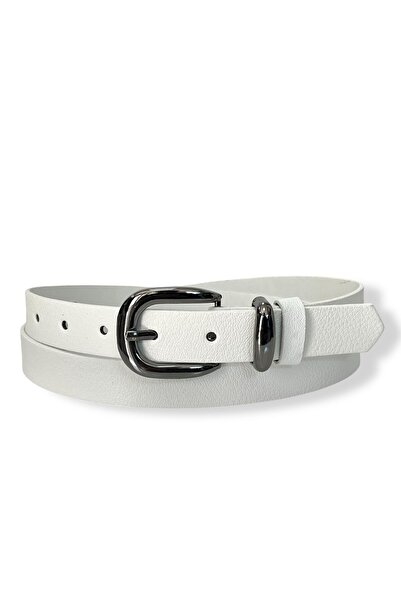 Gesa Men's Faux Leather Nickel Buckle Thin Old Money Belt 2.5 cm