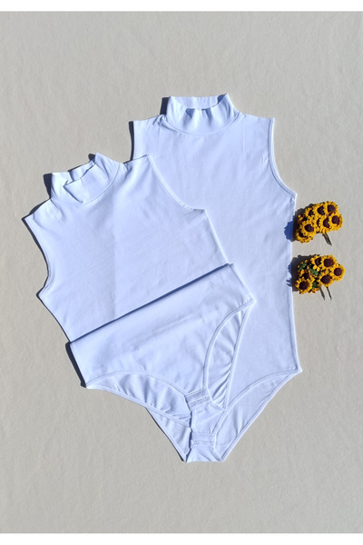 siyalife Γυναικείο λευκό μονόχρωμο μπλουζάκι 2 τεμαχίων με μηδενικό μανίκι