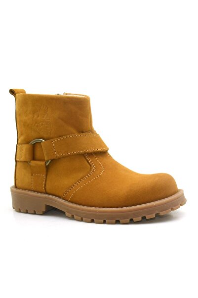 Rakerplus Chiron Genuine Leather Yellow Zippered Unisex Kids Boots