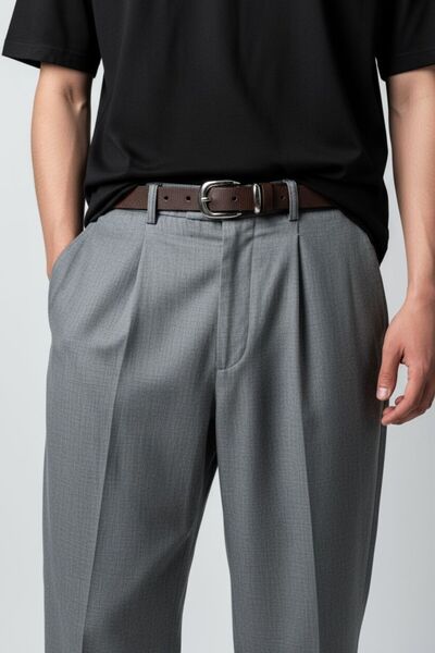 Gesa Ανδρική 100% γνήσιο δέρμα μαύρη πόρπη νικελίου λεπτή ζώνη Bitter Brown 2,5 cm