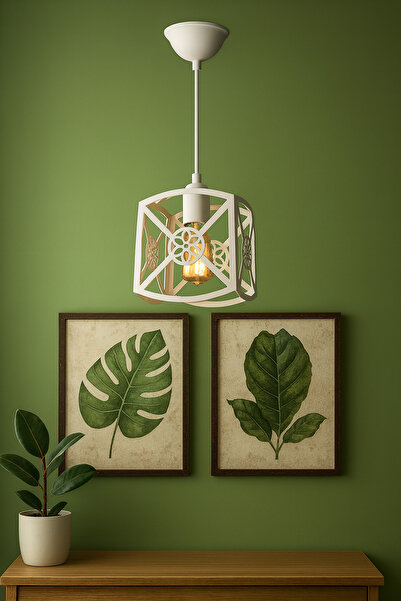 VENON Geometrik Avize Çiçek Desenli Tekli Sarkıt Avize Spor Avize Retro Antre Hol