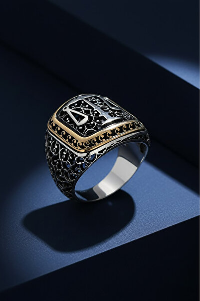 Takıdepo Sarmaşık Desenli Adalet Terazisi Taşsız Yüzük