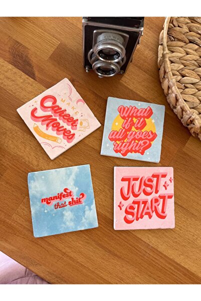 arslart مجموعة من 4 مساطر مكتوبة تحفيزية، أحجار ملونة لطاولة المكتب