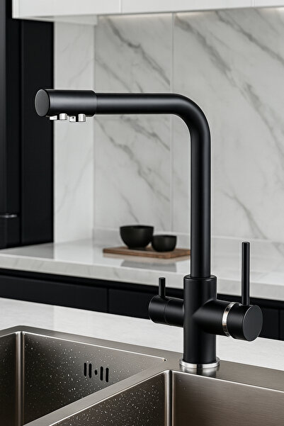 KUSTAR Black Purification Outlet Kitchen Sink Faucet with 3-Way Purification and 2-Year Warranty